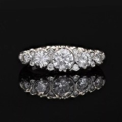 Art Deco Style Round Cut Lab Created Diamond 14K White Gold FN Engagement Ring