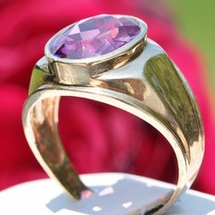 10k yellow gold ring 2.50ct Amethyst size 8.25 solitaire 4.15gr scr2363