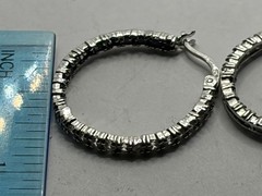 Lovely Sterling Silver FAS 925 hoop earrings CZ stones
