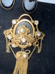Brooch Pendant Earrings Set Victorian Antique 100 Years Old Read Description
