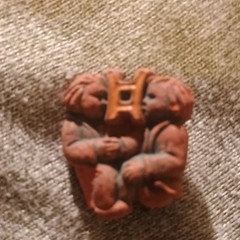 Vintage Figural People Pin, Brown Asymmetrical Shape, Unisex Adults