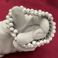 Vintage Milk Glass Beaded Cluster Bracelet Dangle Cluster 5-5/8″ IC Expandable