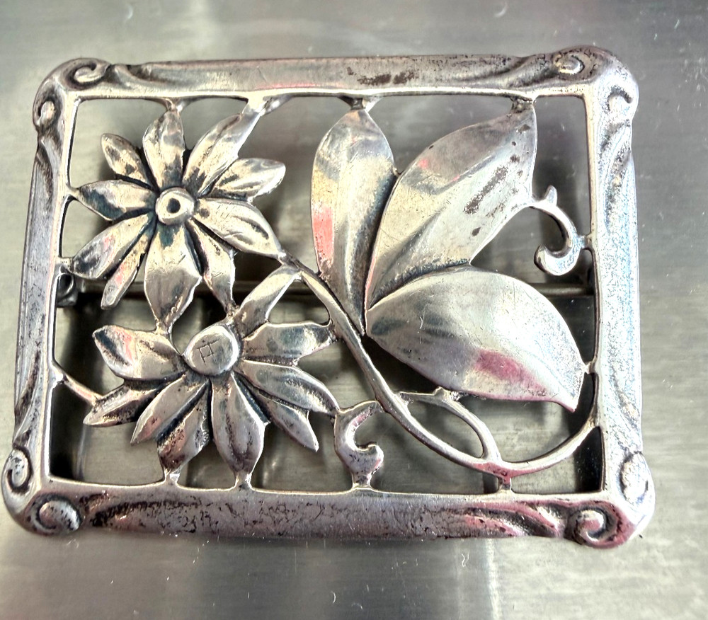 Vintage BB Sterling Silver Sculpted Floral Brooch Pin Binder Brothers 12 Grams