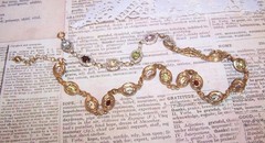 ROSS SIMONS Vintage 18″ Sterling Silver 10CT TW Gemstone Station Necklace