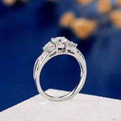 Art Deco 3.00Ct Round Cut Lab Created Diamond 14K White Gold FN Engagement Ring