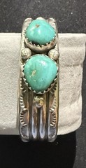 Vintage Navajo Sterling Silver Turquoise Cuff Bracelet & Ring: 38g /7g