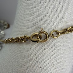 Vtg Signed Celebrity Gems Gold Tone Black Caboch And Rhinestone Pendant Necklace