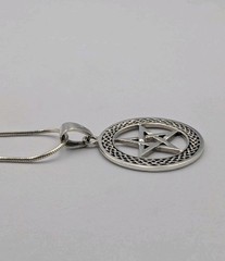 Vtg 925 Sterling Silver Celtic Pentacle Pendant 20″ Snake Chain Unisex Necklace