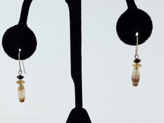 Vintage Sterling Silver Blown Glass Beads and Tigers Eye Hook Earrings 1g 1.25In