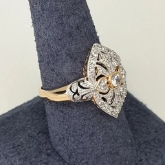 Vintage1890s Victorian Style LabCreated Diamond Circa Engagement 14K GoldFN Ring