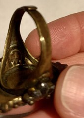 Antique Statement Cocktail Ring Faux Malachite Parks Bros & Rogers C. 1915-31
