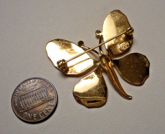 Vintage signed 1968 Grosse Germany Gold-tone Butterfly Brooch as is