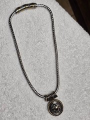 Balinese Pendant on Wheat Chain in 2-tone metal w/Magnetic Closure in ex con