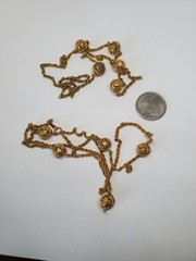 Vintage Gold Tone Filigree Ball Bead Station Necklace Set