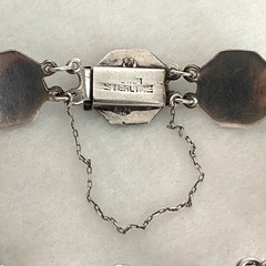 VTG Siam Sterling Silver 925 Niello Black Enamel Panel Bracelet 6.75″
