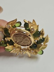 Vtg JBK CAMROSE & KROSS Jaqueline Kennedy Signed JBK USA Greek Coin Brooch