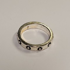 Polished Nickel Silver Dotted Ring Band With Raised Recessed Dots Size 7 Vintage