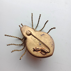 Vintage Spider Brooch Amber Color Resin. Made in the USSR