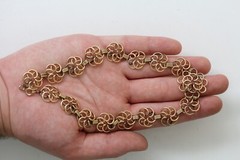 VINTAGE RETRO ERA KNOT SWIRL GOLD FILLED CHAIN LINK NECKLACE 15.25″ 1940’S