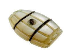 Antique Mother of Pearl Shell Barrel with Rhinestone Jewelry Finding AS IS .75In
