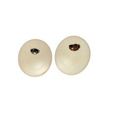 Limoges Vintage Floral Rose Domed Cabochon Oval Stud Earrings 1.25 in