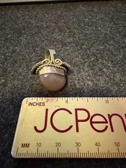 Handmade Southwestern Style Chalcedony Ring Unmarked Silver Tone Scroll Work