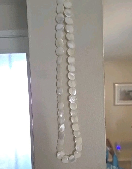 Vintage Mother Of Pearl Round Flat Disc Beaded Necklace 24 inch.