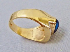 70’S NEW OLD STOCK 10K YELLOW GOLD FILLED SIMULATED BLUE SAPPHIRE RING SIZE 10