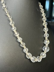 Vintage Rock Crystal Necklace Sterling Silver Clasp Graduated Stones 18”