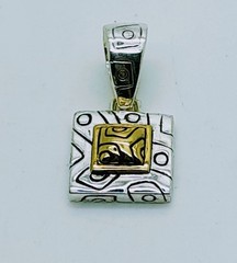 Vintage unique style Two Tone square shape Pendant charm fashion jewelry