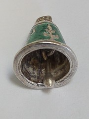 Sterling Silver ~ Siam Bell Charm ~ BEAUTIFUL GREEN ENAMEL ~ Pendant ~ VINTAGE