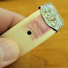 Antique German Boar Tusk Hunting Scene Pull Pin Cuff Bangle Bracelet