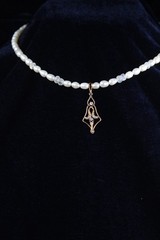 Antique Lavalier 10K Solid Yellow Gold Diamond Pendant With Perals And gems