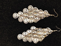 Vintage – Pierced Earrings – Silver Tone – Dangle Drop – 3.5 in Total Length