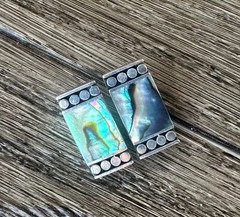 Abalone Shell Clip On Earrings Southwestern Vintage 925 Sterling Silver #6