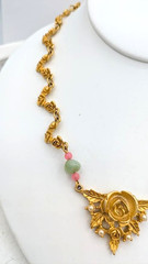 Vintage Floral Necklace Rose Centerpiece Agate Rose Quartz 16 Inch