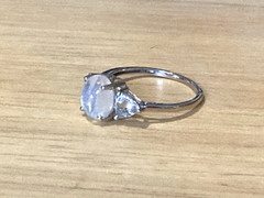 Vintage Sterling Silver Ring Moonstone Aquamarine/Blue Topaz? 925 7.5 AS IS