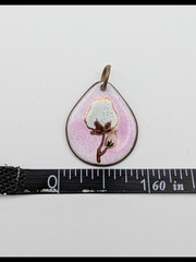 Vintage Hand-Painted Cotton Flower Pendant in Pink and White