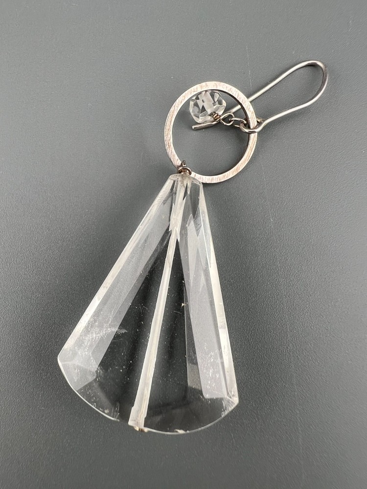 Vintage 925 Quartz Earring Single Sterling Silver Dangle Signed Deb Guyot