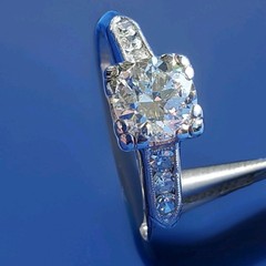 Original EARTH MINED DIAMOND Deco Engagement RING Vintage PLATINUM Solitaire 1 C