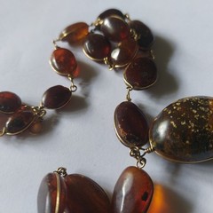 Vintage Bultic Amber Graduated Nuggets Wire Wrapped Necklace 24” 26g