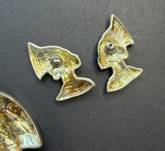 Vintage Egyptian Revival Nubian Queen Brooch & Earrings Set Askew London Style