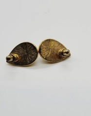 Monet Clip On Earrings Gold Tone Faux Pearl Teardrop .75 in Chunky Vintage