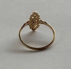 VINTAGE 10K YELLOW GOLD FILIGREE RING WITH GREEN GEMSTONE LADIES SIZE 6.75 VG
