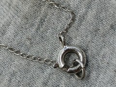 Vtg Silver Tone Flower Pendant 925 Sterling Chain Link Necklace 17.75″