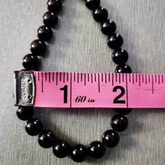 Vtg Classic Black Onyx Single-Strand Beaded Necklace Polished Finish Round Shape