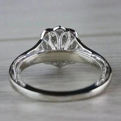 Lab Created Diamond Art Deco Round Cut 14K White Gold Finish Halo Wedding Ring