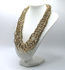 Vintage RJ Graziano modernist interlocking rings statement necklace