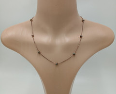 925 Italy Station Necklace 18in Sterling Silver 3g Patina Intact Beads Box Chain