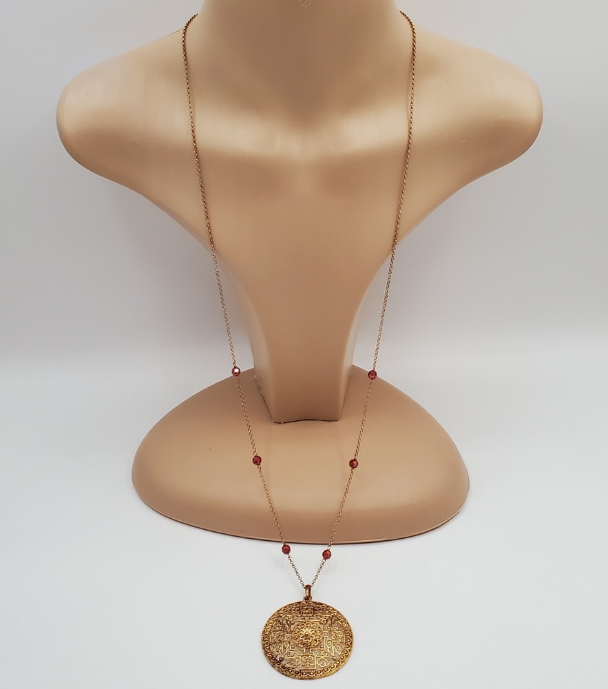 VTG 925 Ross Simons Necklace 32in Sterling Silver Vermeil 18g Asian Medallion